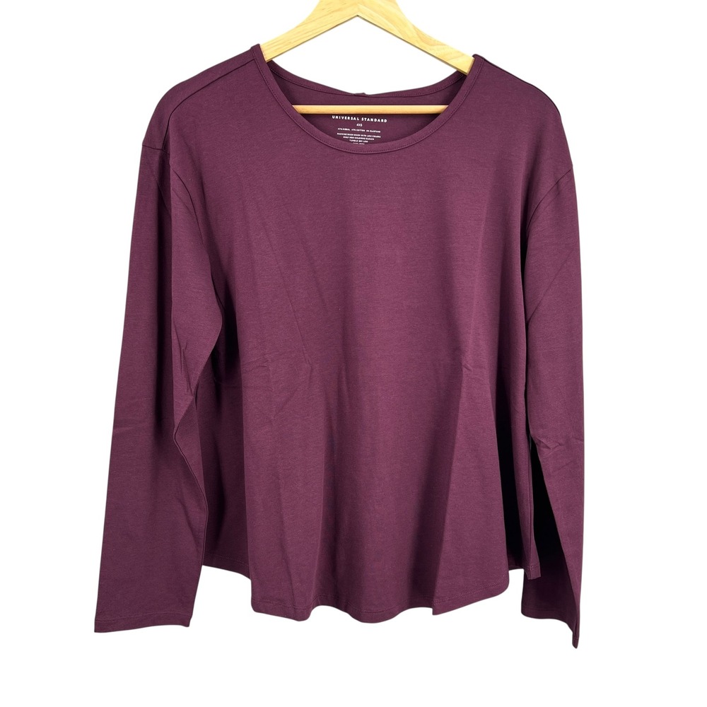 Universal Standard Long Sleeve Crew Neck‎ Tee Burgundy 4XS (00–0) New